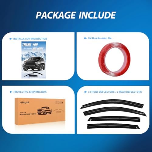 Nilight Tape-On Window Visors for Honda Accord 2018-2023, 4PCS