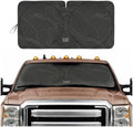 Windshield Sun Shade for Ford F-350 2015-2020, Foldable Front Window Sunshade, UV Heat Blocker, Interior Protection Sun Shield, Keeps Truck Cab Cool, Heavy-Duty Truck Accessory - Charcoal