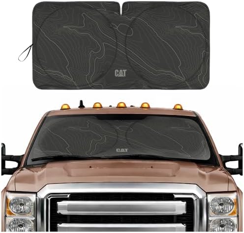 Windshield Sun Shade for Ford F-350 2015-2020, Foldable Front Window Sunshade, UV Heat Blocker, Interior Protection Sun Shield, Keeps Truck Cab Cool, Heavy-Duty Truck Accessory - Charcoal
