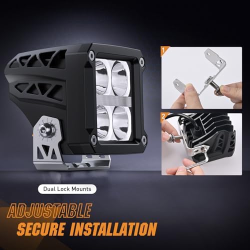 Nilight 3.2" Square LED Pod Light with Amber DRL 20W 2510LM