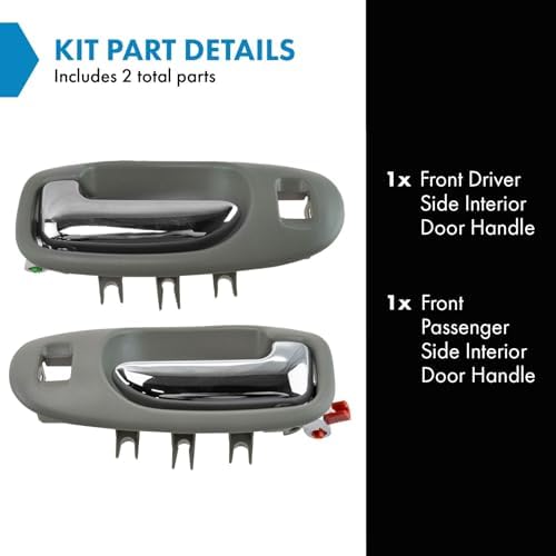 TRQ Front Interior Door Handle Pair LH & RH Set Grey & Chrome