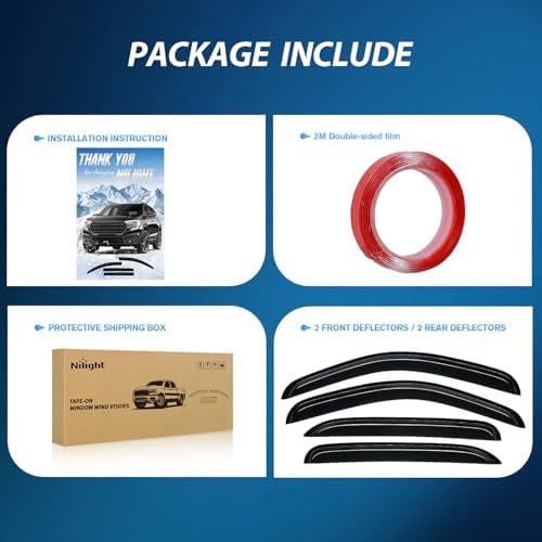 Nilight Rain Guards for Chevy Silverado 1500 Crew Cab 2007-2013, 4PCS