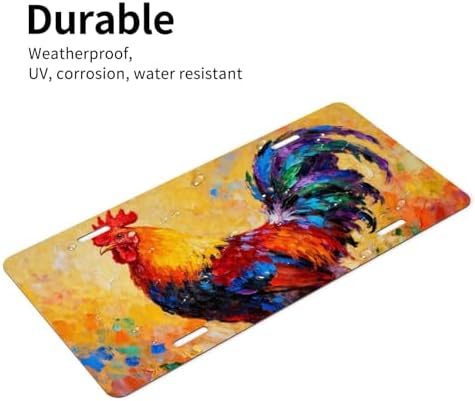 Rooster Oil Painting Front License Plate 6" * 12" for Women