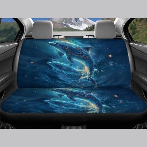 Dolphins Undersea Print Car Seat Covers 4Pcs Front & Rear Breathable Seat Covers Universal Fits for Truck, Sedan, SUV Auto Interior Protector Car Accessories