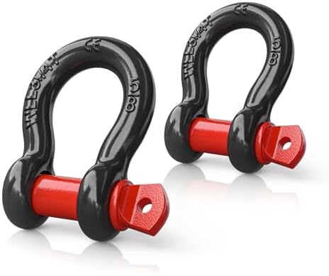 Nilight 2 PCS Small 5/8" D-Ring Shackles | 3.25 Ton (7165 lbs) Capacity Heavy Duty Off-Road Recovery Shackle Kit for Cars and Other Applications for Tie Downs Towing Black & red