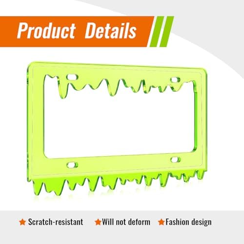 Timtin 2 Sets Fluorescent Green License Plate Frame, Style 1
