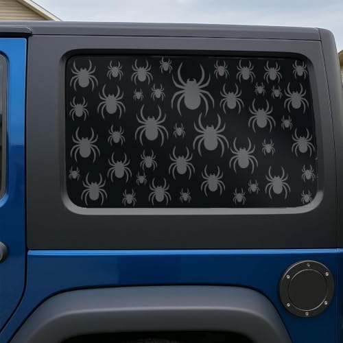 2PCS Halloween Spider Side Window Decals for Car SUV Truck, Matte Black Spider Window Stickers, Universal Rear Side Window Vinyl Graphics with Installation Kit