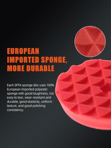Buffing Polishing Pads, SPTA 6 Inch 150mm Body Repair Polishing Pad Set Made for 6 Inch Backing Plate, 6 Pcs Buffing Pads with Sponge, Wool and Micro-Fiber Pad Set for Car Detailing polishing Buffing - Image 5