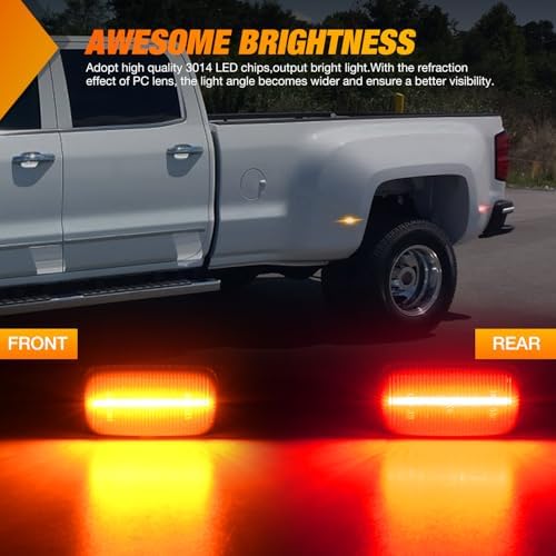 Nilight Fender Side Marker Light Smoke Lens Fits 2015-2022 Chevy GMC