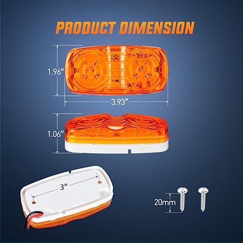 Nilight Double Bullseye Marker Light 5PCS Amber 10LED Rectangular