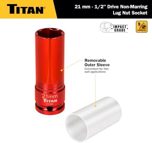 Titan 21093 1/2-Inch Drive x 21mm Non-marring Impact Deep Lug Nut Socket - Image 4