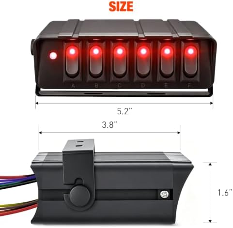 Nilight - 6 Gang Rocker Switch Box SPST Toggle Switch Panel 12V 24V 20A Switch Panel 60Amp Max for Automotive Cars Vehicles Boats RVs Campers SUVs