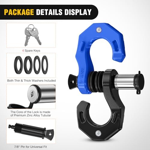 Nilight 2 Pack 3/4" D-Ring Separate Shackle 45,000 Lbs Break Strength | Includes 7/8" Lock Pin, Isolators and Washers Off Road Recovery, for Tow Strap Winch Truck Vehicle Black&Blue