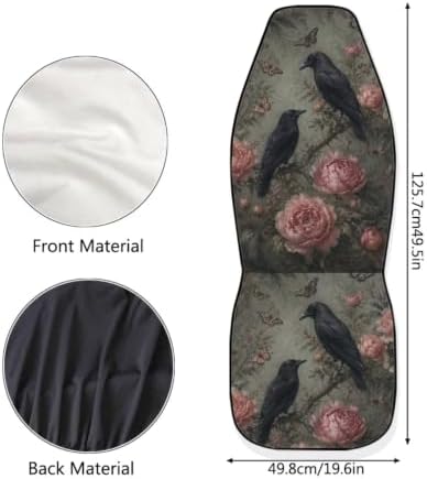 Talayituse Vintage Raven Butterfly Print Car Seat Cover for Front Seats, Stretchy Soft Vehicles Seat Cover Universal Fit High Back Car Interior Accessories for SUV Van Sedan