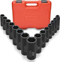 NEIKO 02474A 1/2" Impact Socket Set, 15 Piece Metric Socket Set 10-24 mm, Deep Sockets, 6 Point, 1/2” Drive Sockets for 1/2" Impact Wrench, Chrome Vanadium Cr-V by NeikoTools