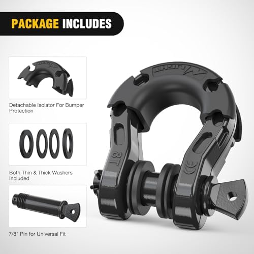 Nilight 2 Pack 3/4" Mega D-Ring Shackle with 7/8" Screw Pin 68,000LBS Break Strength, Heavy Duty Off Road Recovery Shackle for Use with Tow Strap, Winch, Off-Road Jeep Truck Vehicle