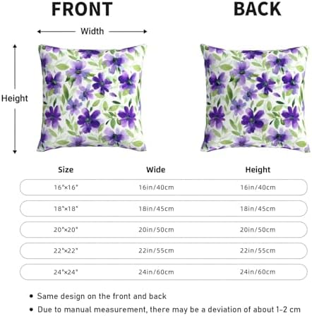 KiuLoam Spring Floral Pillow Covers 20x20 Inch Set of 2, Green Purple Watercolor Flower Decorative Throw Pillows, Farmhouse Outdoor Square Cushion Cases for Sofa Couch Bed Home Decor - Image 4