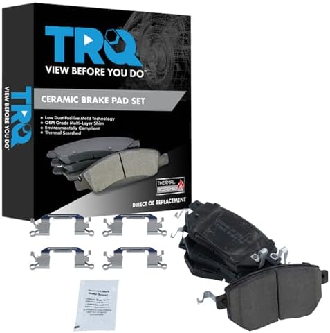 TRQ Front Brake Pads Ceramic Hardware Wear Sensor
