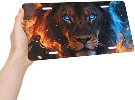 Fire Ice Lion Cool Front License Plate 6x12 Inch