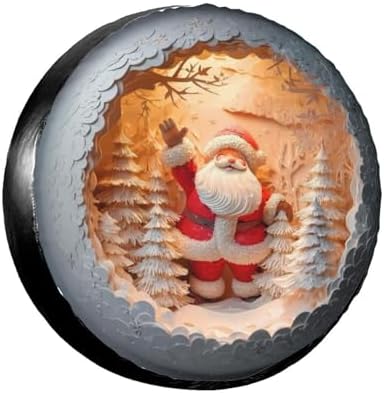 Christmas Santa Claus Spare Tire Cover Wheel Protectors Weatherproof Sun Protection Covers Universal for SUV Jeep Travel Trailer 15"