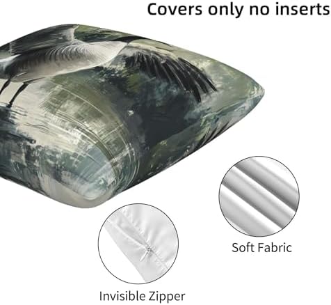 Ink Wash Painting Goose Throw Pillow Covers 18x18 inch Set of 2 Pillow Case Cushion Cover for Home Sofa Couch Living Room Car Decor - Image 5