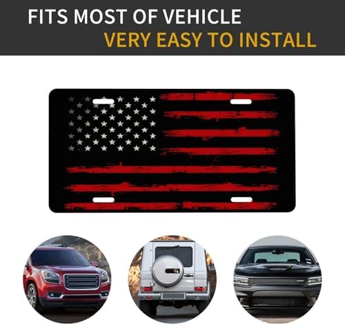Red Vintage American Flag Front License Plate 6" * 12" for Women