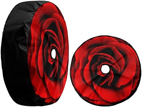 KiuLoam Vibrant Red Rose Flower Spare Tire Cover with Backup Camera Hole Universal Sunscreen Waterproof Wheel Covers for Trailer RV SUV Truck and Many Vehicles (15" for Diameter 27"-29")
