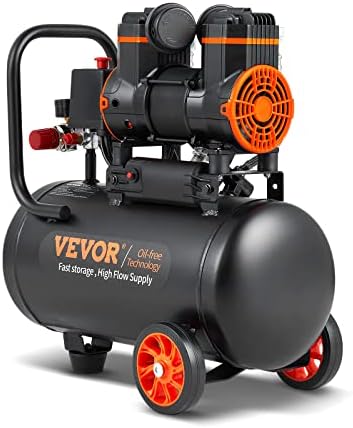 VEVOR 4.8 Gallon Air Compressor, 1.2HP 2.2 CFM@90PSI Oil Free Air Compressor Tank & Max. 116PSI Pressure, 70 dB Ultra Quiet Compressor for Auto Repair, Tire Inflation, Spray Painting, Woodwork Nailing by VEVOR