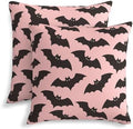 KiuLoam Halloween Pink Black Bats Pillow Covers 24x24 Inch Set of 2, Spooky Bat Print Decorative Throw Pillows, Rustic Farmhouse Outdoor Cushion Covers for Sofa Couch Living Room Bedroom by KiuLoam