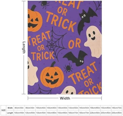 Happy Halloween Purple Pumpkin Throw Blanket Flannel Fleece Autumn Fall Trick or Treat Spooky Ghost Lightweight Soft Fuzzy Cozy Couch Bed Blanket Fall Decor Thanksgiving Gifts Kids Adult 80"x60" - Image 3