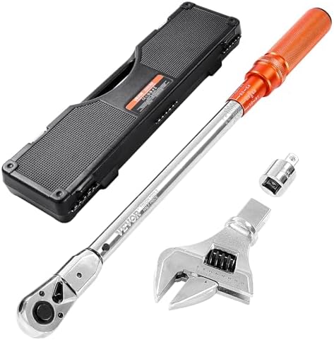 VEVOR Adjustable Torque Wrench 1/2 Inch Drive, 20-160Ft.lb/27.1-216.8Nm, 38MM Open End, 3/8 Inch Drive Torque Wrench with Interchangeable Jaw & Ratchet Head for HVAC, Car, Moto, Narrow Pipeline by VEVOR