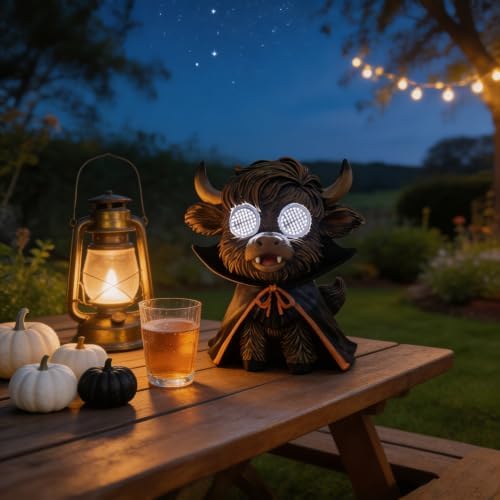 Halloween Highland Cow LED Statue, Vampire Cape Decor - Image 5