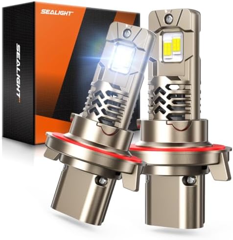 SEALIGHT H13/9008 LED Bulbs, 70,000LM 12X Super Brighter, 1:1 Origin Size, 6500K Cool White, 70000Hrs Long Service Life with Cooling Fan, IP68 Waterproof, Plug and Play, Pack of 2