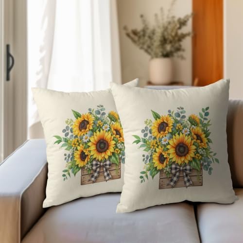 Fall Floral Pillow Covers 16x16 Set of 2 Sunflower Highly Absorbent - Image 3