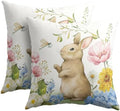 Easter Pillow Covers 20x20 Set of 2 Cute Bunny Rabbit Throw Pillow Covers Rustic Spring Pillowcase Linen Decoration Farmhouse Soft Decorative Floral Cushion Case Couch for Indoor Outdoor Home Decor by Trongr