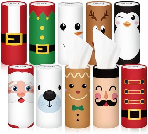 Hushee 10 Pcs Christmas Car Tissue Cylinders with 500 Facial Tissues(Santa) by Hushee