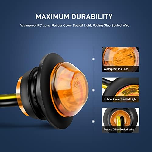 Nilight 50 PCS 3/4" Round Clearance LED Front Rear Side Marker Light