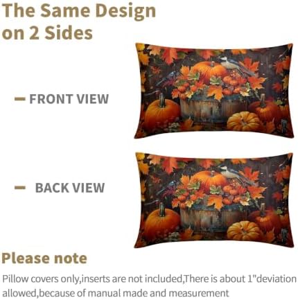 Fall Pumpkin Maple Leaves Pillow Covers 12x20 Set of 2 Highly Absorbent - Image 6