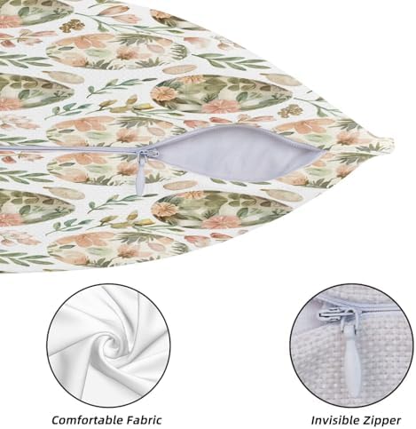 KiuLoam Spring Easter Pillow Covers 22x22 Inch Set of 2 Sage Green Vintage Aesthetics Egg Floral Rustic Decorative Throw Pillows Easter Outdoor Farmhouse Cushion Cases for Sofa Couch Bed Decor - Image 5