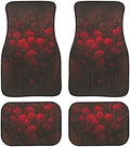 Bloody Rose Non-Slip Car Mats Set, Dead Branch Carpet Vehicle Floor Mats Car Accessories, Gothic Garden Floral 4 Pcs Front & 2nd Row Floor Mat for Driver Seat