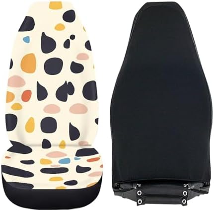 Cow Spot Interior 2pcs Car Seat Cover, Irregular Polka Dot Universal Fit Auto Seat Covers, Novelty Minimalist Aesthetics Car Accessory for Most Cars, Trucks, SUVs Vans