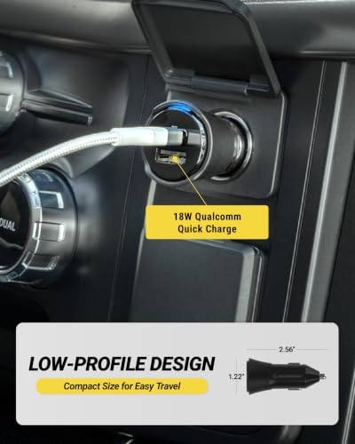 Scosche CPDCA38 38W USB-C Cigarette Lighter Adapter, Dual Car Charger with USB-A and USBC Fast Charging Port Compatible with iPhone 16/15/14/13/12, Samsung Galaxy S25/S24/S23 & Type-C Android Devices