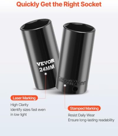 VEVOR 3/8" Drive Impact Socket Set, 64 Piece, Deep & Shallow Kit - Image 4