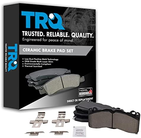 TRQ Front Ceramic Brake Pad Set Includes Contact Point Grease and Hardware