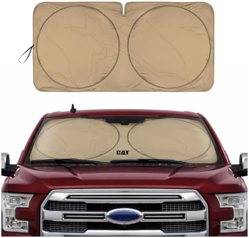 Windshield Sun Shade for Ford F-150 2021-2026, Foldable Truck Sunshade, UV Heat Blocker, Front Window Sun Shield, Interior Protection, Keeps Cab Cool, Heavy Duty Truck Accessory - Beige