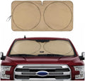 Windshield Sun Shade for Ford F-150 2021-2026, Foldable Truck Sunshade, UV Heat Blocker, Front Window Sun Shield, Interior Protection, Keeps Cab Cool, Heavy Duty Truck Accessory - Beige