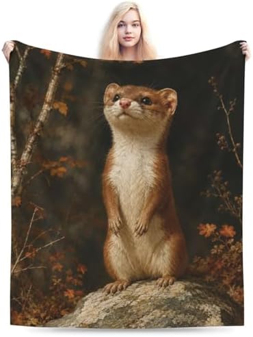 Cute Ferret Blanket for Women, Gifts for Girls, Animal Blankets for Kids, Soft Cozy Lightweight Throw for Bed Sofa Home Travel Room Decor, 50x60 Inch by Unknown