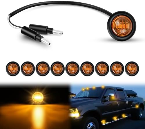 Nilight 3/4" Round Marker Light 10PCS Amber LED Clearance 2 Connectors