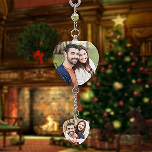 Personalized Ornament - Photo Car Hanging Rearview Mirror Charm, Heart-Shaped Custom Charm Memorial, Office Decoration Pendant - Image 2