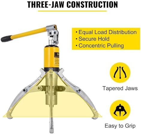 VEVOR Hydraulic Gear Puller, 15 Ton Max. Capacity Hydraulic Puller, 2 or 3 Jaws Bearing Hub Separator, 3.9"- 11.8" Hydraulic Puller Separator Tool for Pulling Hubs, Flanges, Gears, Bearings - Image 6